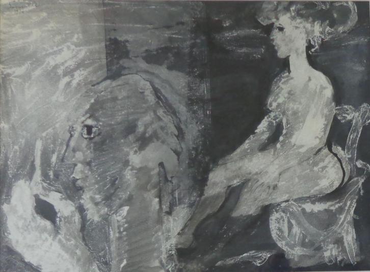ROGER SOMVILLE / NAAKTE VROUW / ORIGINEEL / 76x95cm / KADER, Antiek en Kunst, Kunst | Schilderijen | Modern, Ophalen