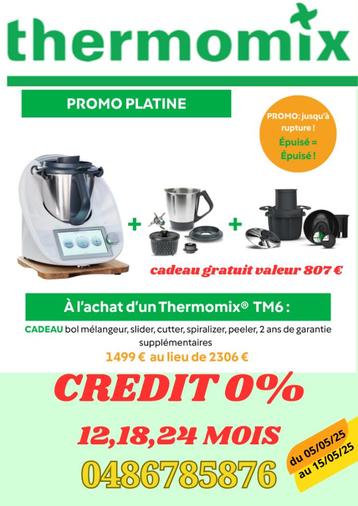 Thermomix TM6 MAI 2025  + CADEAU TWV 807 EURO, Elektronische apparatuur, Ophalen, Nieuw, Vaatwasserbestendig, 3 snelheden of meer