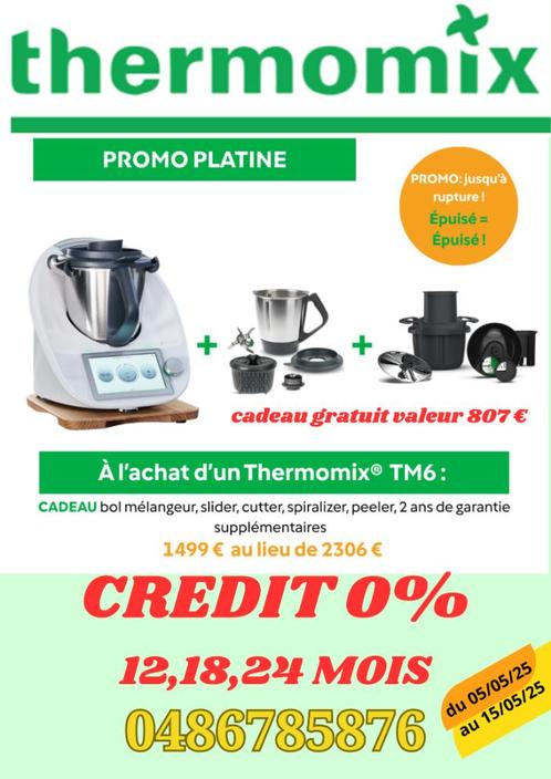 Thermomix TM6 MAI 2025  + CADEAU TWV 807 EURO, Elektronische apparatuur, Keukenmixers, Nieuw, 3 tot 4 liter, 3 snelheden of meer