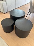 Zwarte ronde salontafels, Enlèvement, Comme neuf, Rond, Chêne