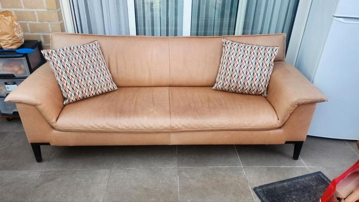 Lederen bank, Huis en Inrichting, Zetels | Zetels en Chaises Longues, Zo goed als nieuw, Leer, Ophalen of Verzenden