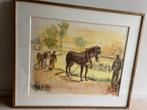 Aquarel van L. Desmaré/Paarden langs het jaagpad, Ophalen