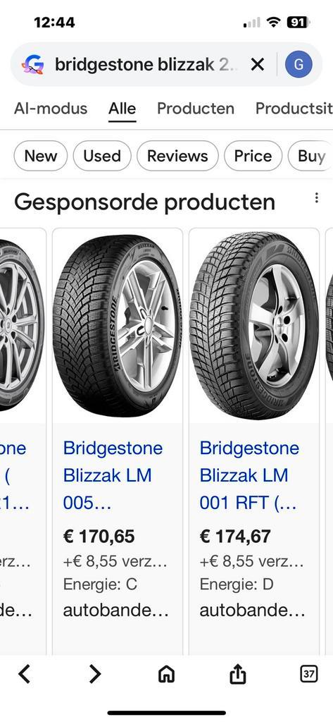 Bridgestone winterbanden 225/50/17, Auto-onderdelen, Banden en Velgen, Velg(en), Winterbanden, Ophalen