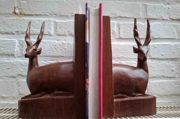 boekensteunen, antilopen, hand gesneden, palissander hout, Antiek en Kunst, Curiosa en Brocante, Ophalen of Verzenden
