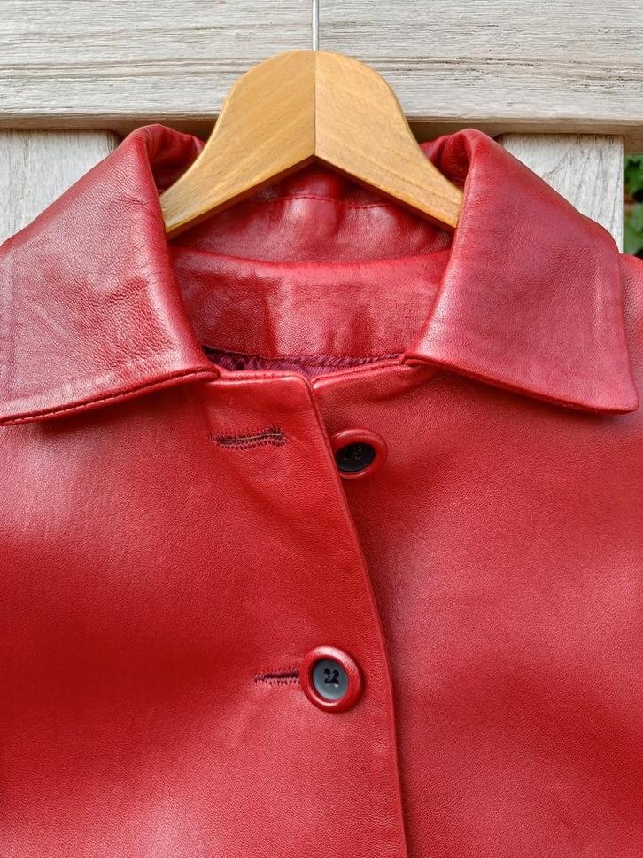 Rode lederen jas/ vest voor dames, maat 38, Skin Valley, Kleding | Dames, Jassen | Winter, Zo goed als nieuw, Maat 38/40 (M), Rood
