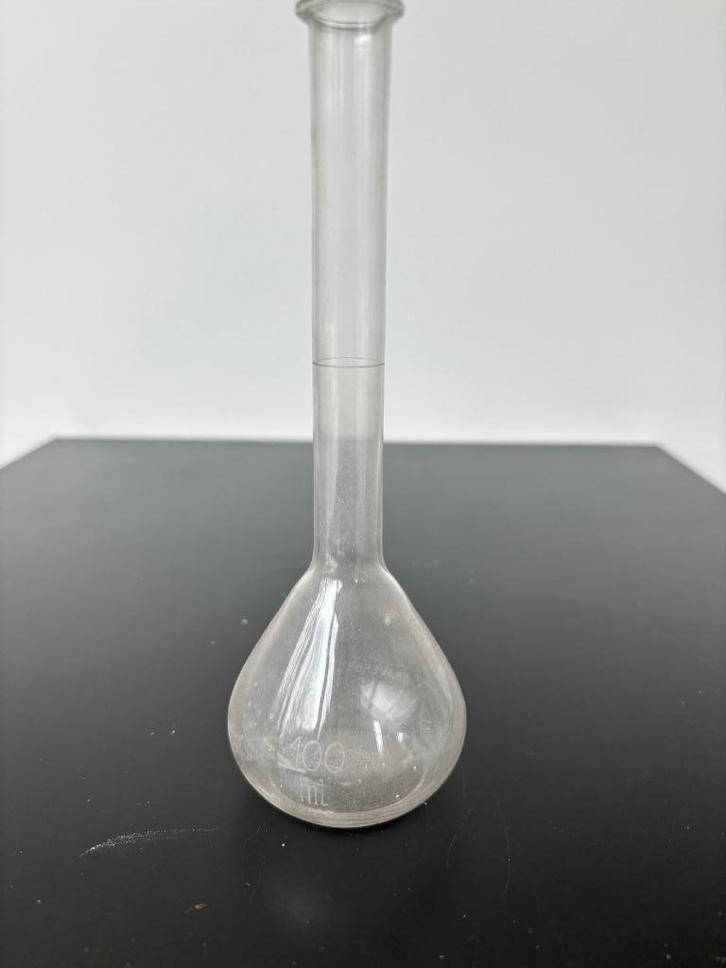 Vintage Labo Apotheker Maatkolfglas Geblazen jaren 30 100 ml, Antiek en Kunst, Curiosa en Brocante, Ophalen of Verzenden