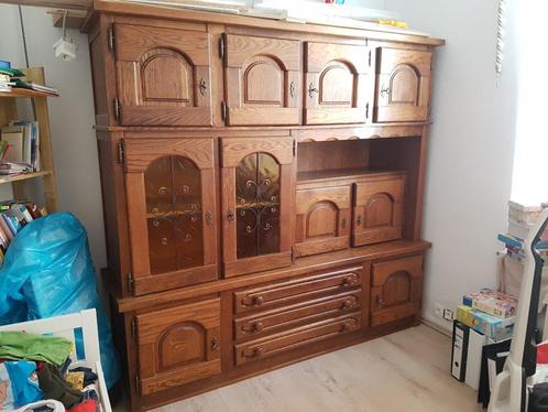Massieve eiken buffetkast in vintage stijl, Huis en Inrichting, Kasten | Buffetkasten, Gebruikt, 150 tot 200 cm, 150 tot 200 cm