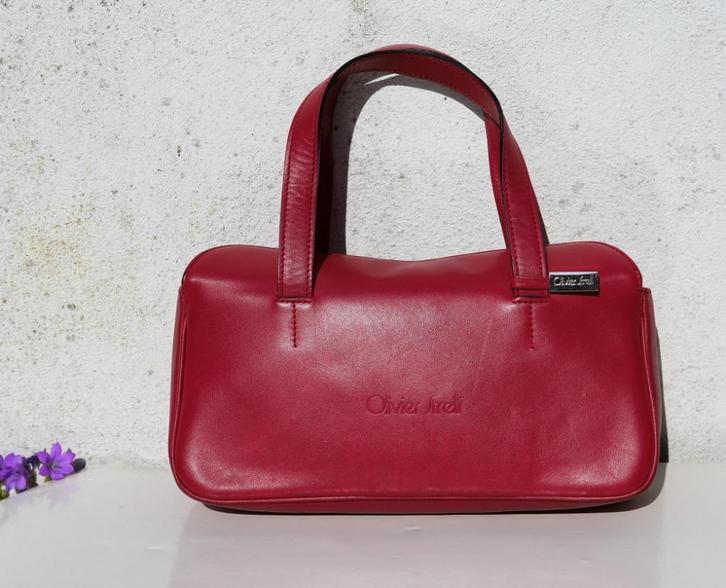 Leuke kleine rode leren tas van Olivier Strelli - vintage, Handtassen en Accessoires, Tassen | Damestassen, Zo goed als nieuw