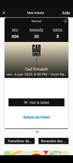 2 tickets Gad Elmaleh Forêt Nationale 6 juin ., Tickets en Kaartjes, Concerten | Overige, Juni
