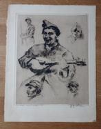 ets: oorlog, W01 soldaten Henri Mortiaux 1890-1965, Antiek en Kunst, Kunst | Etsen en Gravures, Ophalen of Verzenden