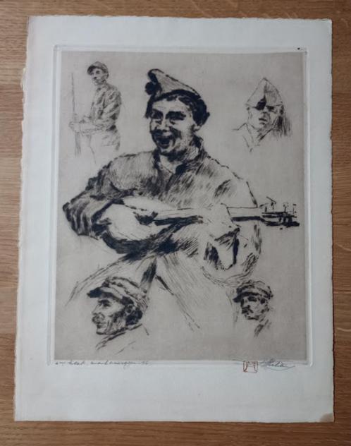 ets: oorlog, W01 soldaten Henri Mortiaux 1890-1965, Antiquités & Art, Art | Eaux-fortes & Gravures, Enlèvement ou Envoi