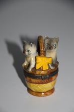 snuisterijen juwelen ringen doosje kitty cats katten in mand, Antiek en Kunst, Curiosa en Brocante, Ophalen of Verzenden