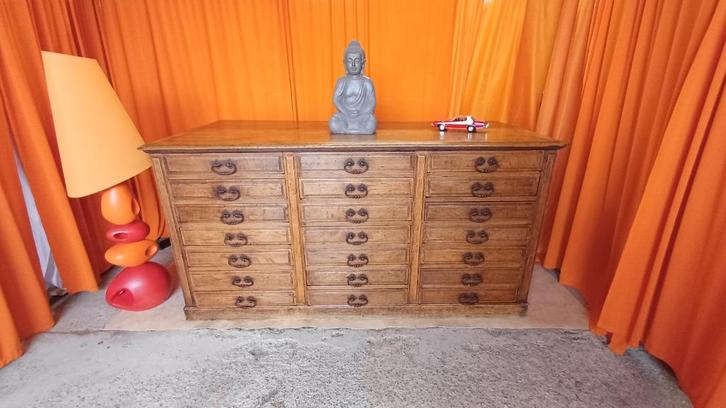 Knutselmeubelkast, laden, oude toonbank, werkbank, Antiek en Kunst, Curiosa en Brocante, Ophalen of Verzenden