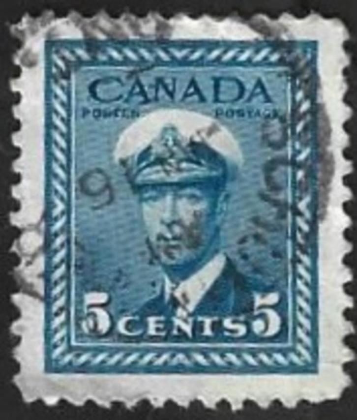 1 Postzegel Koning George VI Canada 1942 Oorlogsproductie, Postzegels en Munten, Postzegels | Amerika, Gestempeld, Noord-Amerika