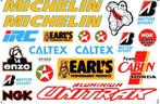 Michelin NGK Caltex Bridgestone Earls stickerset motor helm, Ophalen of Verzenden