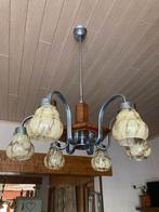 Vintage art deco beige gemarmerde opaline luster, Ophalen of Verzenden