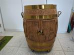 Vintage tonvormige drankkast / barmeubel – hout & messing, Antiek en Kunst, Ophalen