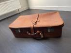 Retro reiskoffer/vintage valies, leder, leer, beige, Handtassen en Accessoires, Overige materialen, Gebruikt, Ophalen