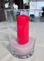 Glazen vaas met Bolsius kaars en kleurzand / Woondecoratie, Overige materialen, 25 tot 50 cm, Nieuw, Ophalen of Verzenden