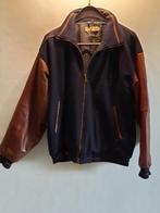 Retro leder + stoffen Jas MERCEDES / Large, Maat 52/54 (L), Blauw, Ophalen of Verzenden, Mercedes