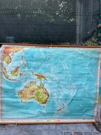 Vintage schoolkaart Australië & Oceanië, Antiek en Kunst, Antiek | Schoolplaten, Ophalen
