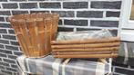 2x bloempot, cache pot, plantenhouder in vintage bamboe, Ophalen of Verzenden