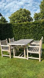 Tuinset teak tafel 1.80 m 4 stoelen, Tuin en Terras, Ophalen, 4 zitplaatsen, Gebruikt, Teakhout