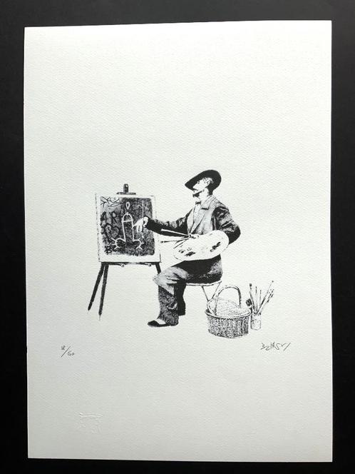 Banksy Penis painter, litho  35 X 50 cm, Antiek en Kunst, Kunst | Litho's en Zeefdrukken, Ophalen of Verzenden