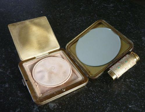 Vintage retro metalen poederdoosje, Antiek en Kunst, Curiosa en Brocante, Ophalen of Verzenden