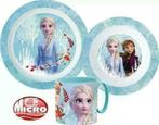 Disney Frozen Kinderservies Blauw met Mok - Magnetron, Kinderen en Baby's, Nieuw, Ophalen of Verzenden