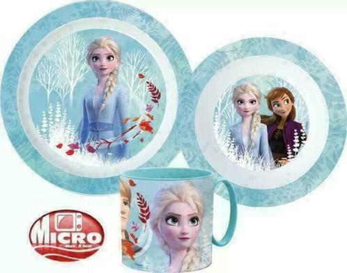 Disney Frozen Kinderservies Blauw met Mok - Magnetron, Kinderen en Baby's, Overige Kinderen en Baby's, Nieuw, Ophalen of Verzenden