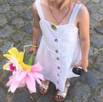 Robe en lin blanc taille 110, Enlèvement ou Envoi, Comme neuf, Fille, Robe ou Jupe