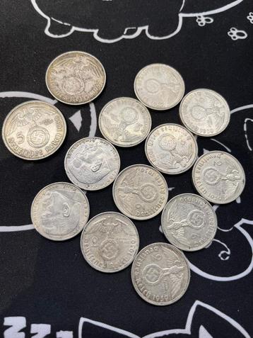 13 x 2 reichsmark en 5 reichsmark lot (zilver) beschikbaar voor biedingen