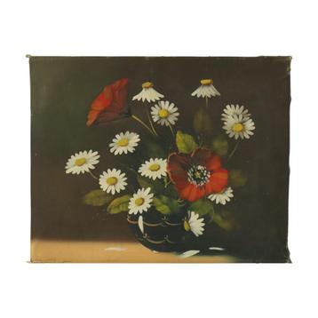Bloemen Stilleven Schilderij Margrieten Klaproos Gesigneerd  beschikbaar voor biedingen