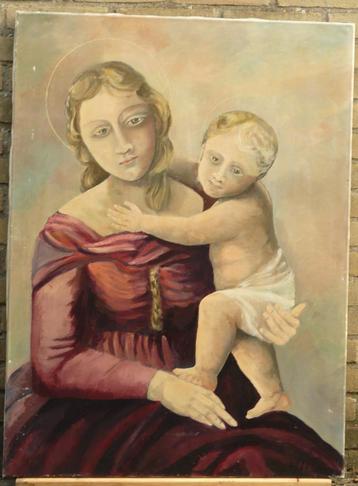 Madonna met Kind - olieverf/doek - 96 x 71 cm. beschikbaar voor biedingen