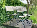 4 tuinstoelen teak ijzerenonderstel, Tuin en Terras, Teakhout, Gebruikt, Ophalen