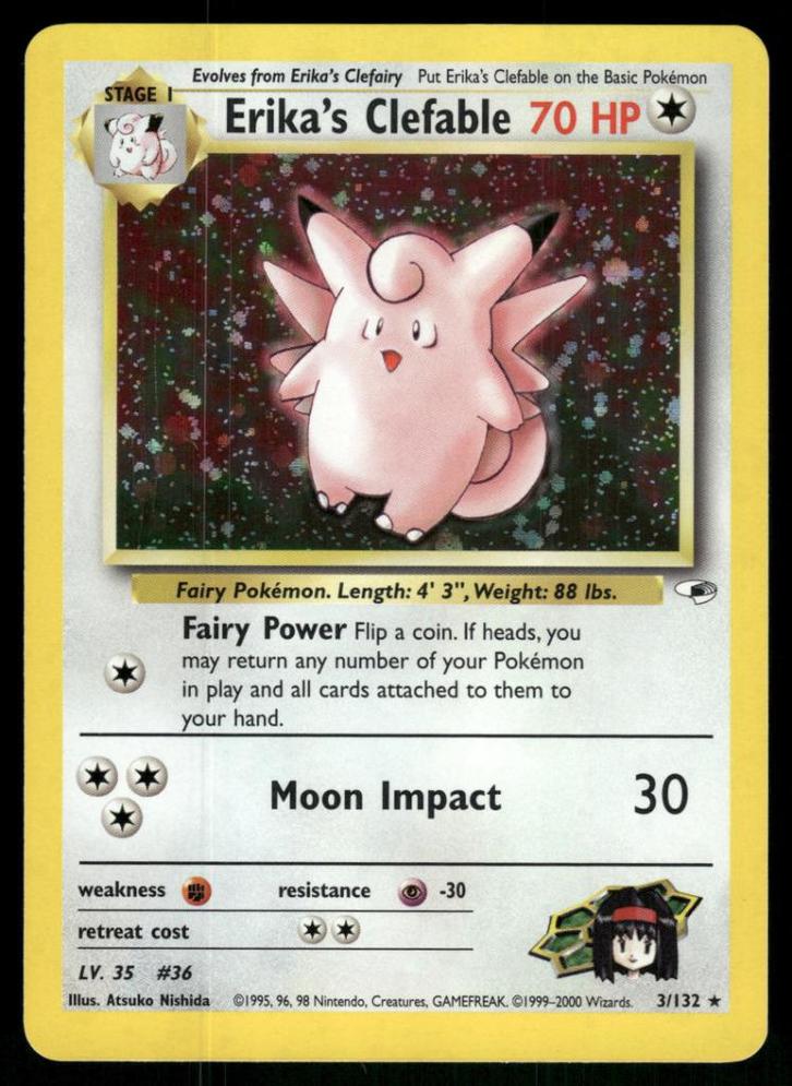Erika's Clefable 3/132 - Gym Heroes (NM), Hobby en Vrije tijd, Verzamelkaartspellen | Pokémon, Gebruikt, Verzenden