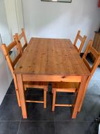 Grenen eettafel en 4 stoelen, Huis en Inrichting, Ophalen, Gebruikt