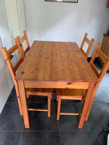 Grenen eettafel en 4 stoelen, Enlèvement, Utilisé