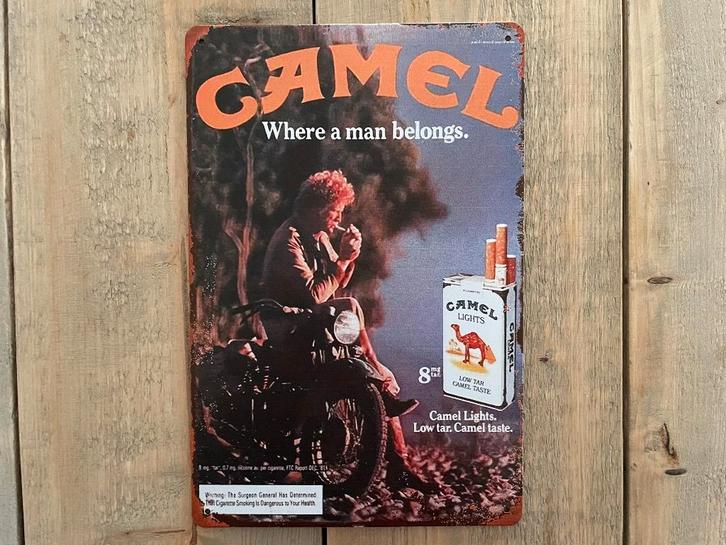 Reclamebord Camel 20x30, Verzamelen, Merken en Reclamevoorwerpen, Zo goed als nieuw, Reclamebord, Verzenden