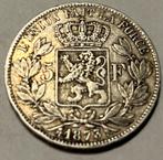 5 F 1873 Leopold 2 roi des belges (ref 13), Postzegels en Munten, Munten | België, Zilver, Ophalen of Verzenden, Losse munt, Zilver