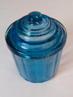 Zware blauwe glazen pot met deksel, Antiek en Kunst, Ophalen of Verzenden