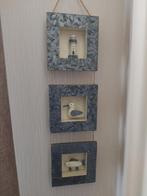 cadres en bois avec motif marin - 3 pièces en 1 entier, Maison & Meubles, Comme neuf, Bois, Moins de 50 cm, Moins de 50 cm
