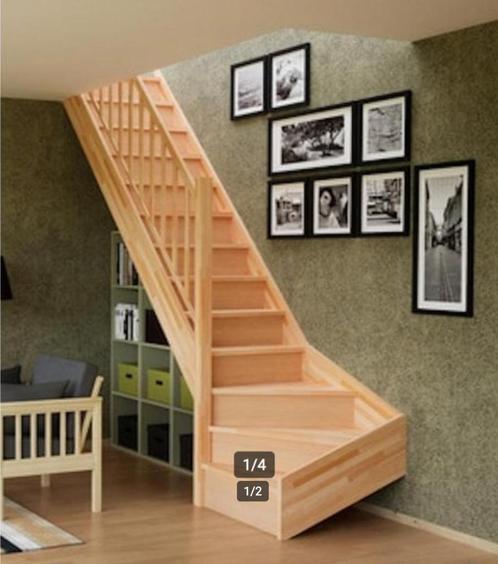 trappen  beuken trap 1/4 draai, Doe-het-zelf en Bouw, Ladders en Trappen, Trap, Ophalen of Verzenden