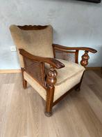 Vintage Eenzit Zetel Hout & Stof bruin, Enlèvement