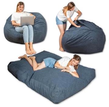 Pouf lit double XXL ultra confort - parfait état, Enlèvement, Comme neuf, Bleu, Pouf