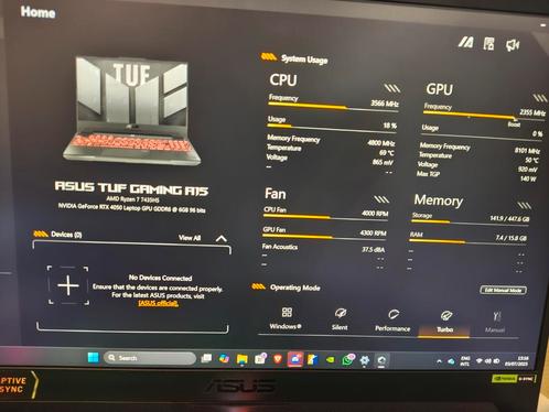 ASUS TUF A15 with RTX 4050, Computers en Software, Windows Laptops, Zo goed als nieuw, 16 GB, Ophalen of Verzenden