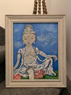 Boeddha olieverf Schilderij in lijst, Antiek en Kunst, Kunst | Schilderijen | Modern, Verzenden