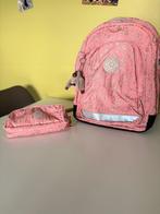 Kipling boekentas + pennenzak, Ophalen, Zo goed als nieuw, Roze, Rugtas