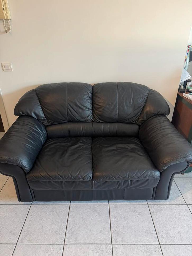 Gratis lederen - leren bank, Huis en Inrichting, Zetels | Zetels en Chaises Longues, Zo goed als nieuw, Ophalen